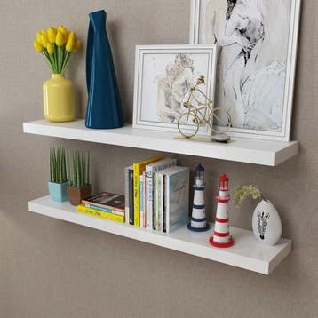 vidaXL Wandplanken MDF zwevend voor boeken/dvd wit 2 st, Verzenden