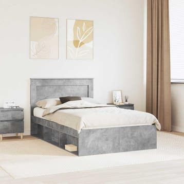 vidaXL Bedframe Betongrijs 120 x 200 cm Bewerkt hout, Verzenden