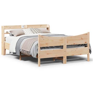 vidaXL Bedframe met hoofdbord massief grenenhout 160x200 cm, Verzenden