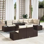 vidaXL Tuinbank Set met opslag 9 pcs Bruin Poly rattan, Verzenden, Nieuw