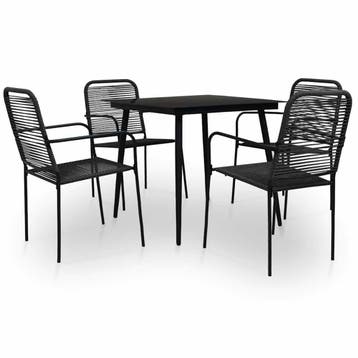 vidaXL 5-delige Tuinset katoenen touw en staal zwart, Verzenden, Tuinset
