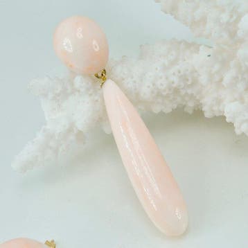 Koraal - Zilver - Oorbellen - Roze koraal, Antiek en Kunst