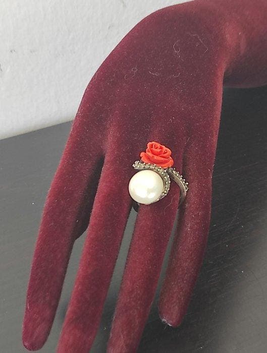 Zonder minimumprijs - Cocktailring Zilver, Handtassen en Accessoires, Antieke sieraden