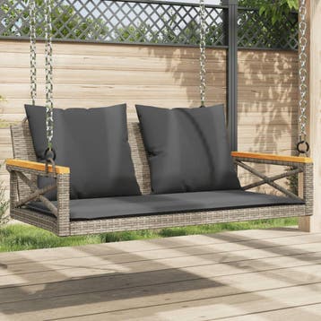 vidaXL Schommelbank met kussens 109x62x40 cm poly rattan, Verzenden