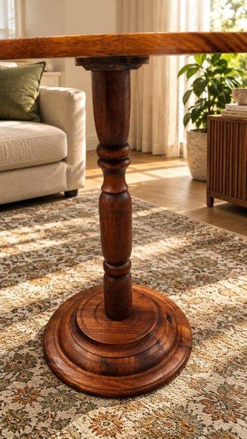 Exquisite Hand-Carved Wooden Pedestal Table – A Celebration