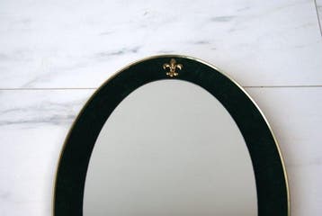 Miroir mural - Verre, Laiton, Bois, Velours - Vert royal