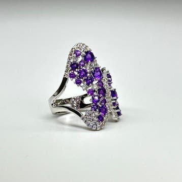 Zonder minimumprijs - Ring 925 zilver met natuurlijke, Nieuw