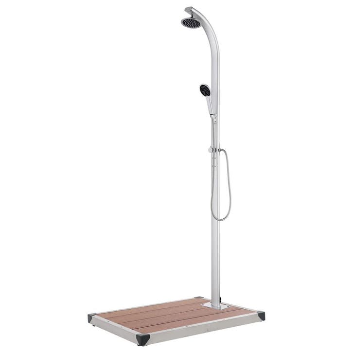 vidaXL Buitendouche met bruine basis 220 cm aluminium, Tuin en Terras, Zwembaden, Nieuw, Verzenden