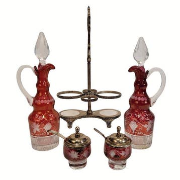 Olie-en-azijnstelletje (4) - Kristal, Bergkristal - Kristal, Antiek en Kunst