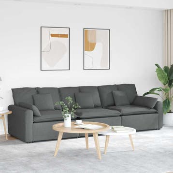 vidaXL Modulaire bank met kussens donkergrijs, Huis en Inrichting, Zetels | Voetbanken en poefs, Verzenden, Nieuw