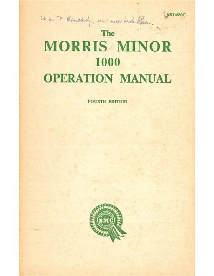 1958 MORRIS MINOR 1000 INSTRUCTIEBOEKJE ENGELS, Autos : Divers, Modes d'emploi & Notices d'utilisation