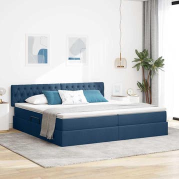 vidaXL Opbergbed met matras met hoofdeinde Blauw 200 x 200, Verzenden