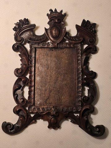 Lijst - Hout - Oude kroon en wapen., Antiek en Kunst