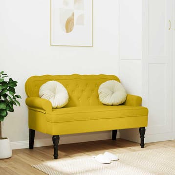 vidaXL Bankje met rugleuning 119,5x64,5x75 cm fluweel geel, Verzenden, Nieuw