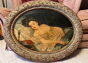 Scuola italiana (XX), Firmato Basile - Figura dormiente