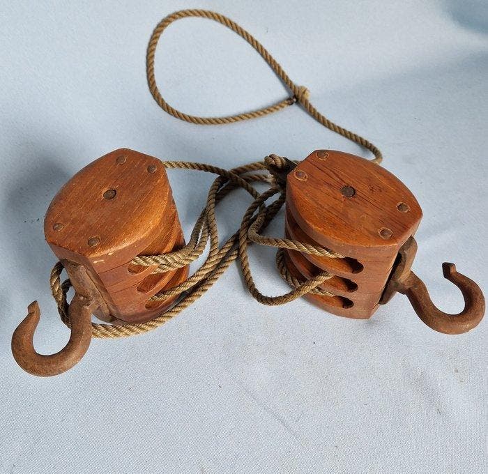 Katrollen (2) - Hout, IJzer, Antiek en Kunst, Curiosa en Brocante