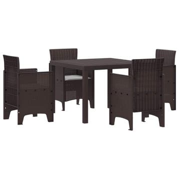 vidaXL Tuin Eettafel Set 5 st Bruin Polypropyleen, Verzenden