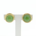 Gouden oorstekers met Jade (Oorbellen), Gebruikt, Overige kleuren, Ophalen of Verzenden, Met edelsteen