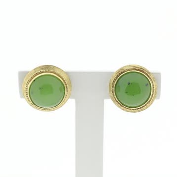 Gouden oorstekers met Jade (Oorbellen), Ophalen of Verzenden
