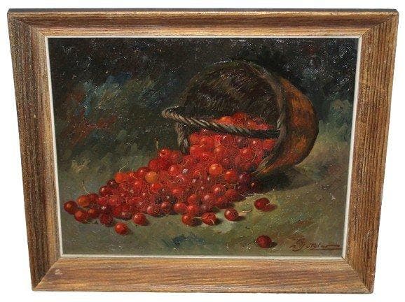 Rafael Jutglat Pujol (1889 - 1961) - Cesta con cerezas, Antiquités & Art, Art | Peinture | Classique