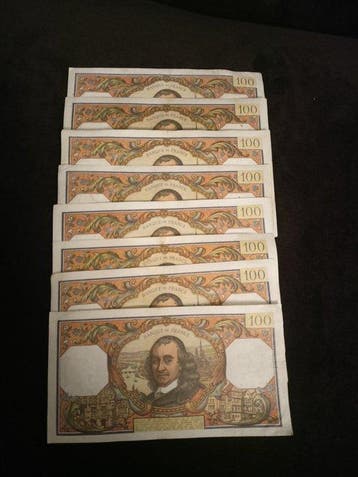 Frankrijk. - 8 x 100 Francs 1968 - Pick 149 (Zonder, Postzegels en Munten