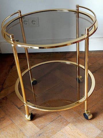 Chariot de service - Desserte vintage élégante – verre fumé
