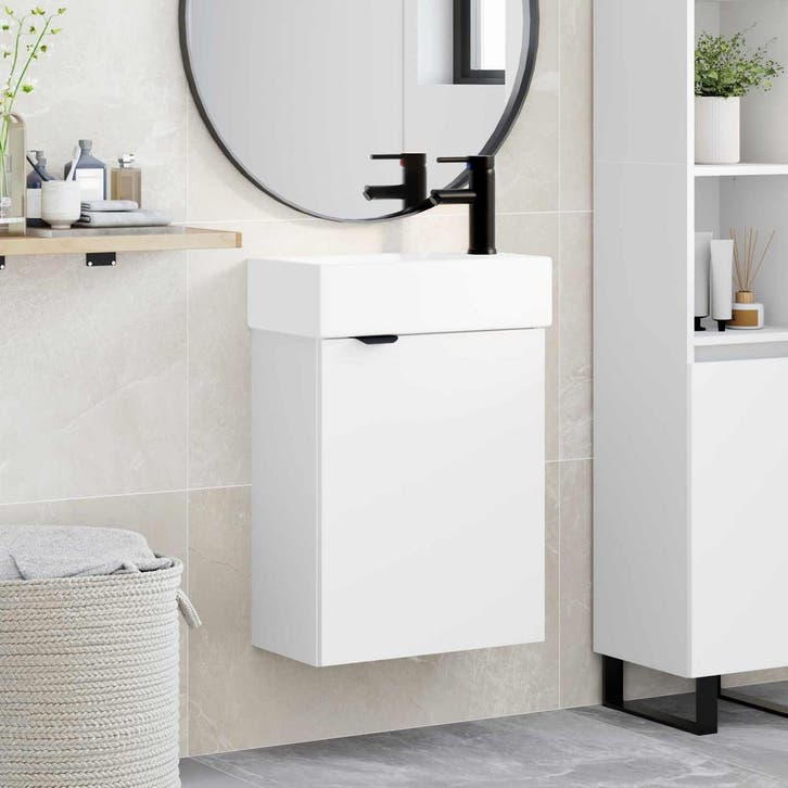 vidaXL Badkamermeubel met kraan Wit 45,5 x 22,5 x 84 cm, Maison & Meubles, Tables | Coiffeuses, Envoi