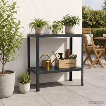 vidaXL Planttafel 60 x 50 x 80 cm Gepoedercoat staal Zwart, Tuin en Terras, Hand-tuingereedschap, Verzenden, Nieuw