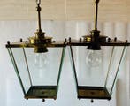 Lantaarn - Verguld messing - Paar hanglampen van messing en