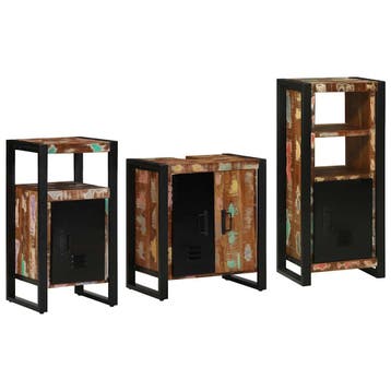 vidaXL Badkamermeubel Set 3 st Veelkleurig en Zwart, Verzenden, Nieuw