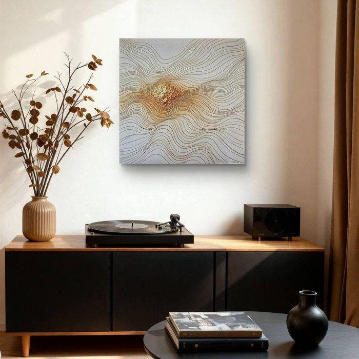 Natasha Tarasenko - Golden Flow Resonance 3D Relief, Antiek en Kunst, Kunst | Schilderijen | Modern