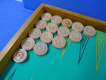 Backgammon échiquier damier avec tapis vert état neuf - 4, Antiek en Kunst