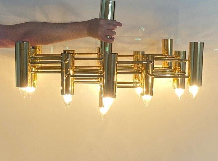 Boulanger - Gaetano Sciolari - Lustre - Laiton, Antiquités & Art, Antiquités | Éclairage