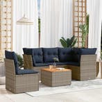 vidaXL 6-delige Loungeset met kussens poly rattan grijs, Verzenden, Loungeset