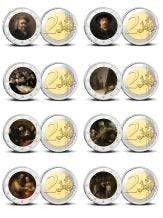 Nederland. 2 Euro ND Rembrandt (8 stuks met kleur) (Zonder