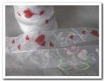 Lint organza met draad duiven harten 11 wit 40 mm rol 20 m, Nieuw