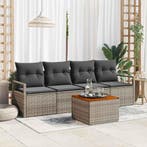 vidaXL Tuinbank Set met kussen 5 pcs Grijs poly rattan, Verzenden, Nieuw