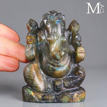 Zeer gedetailleerd met de hand gesneden Heer Ganesha in