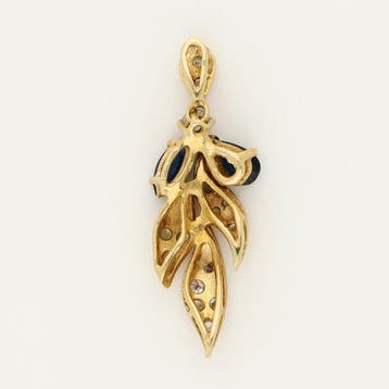 Pendentif - 14 carats Or jaune Saphir - Diamant, Handtassen en Accessoires, Antieke sieraden