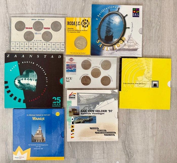 Nederland. 8 Commemorative Coin & Medal Sets Sail, Zaanstad,, Timbres & Monnaies, Monnaies | Europe | Monnaies non-euro