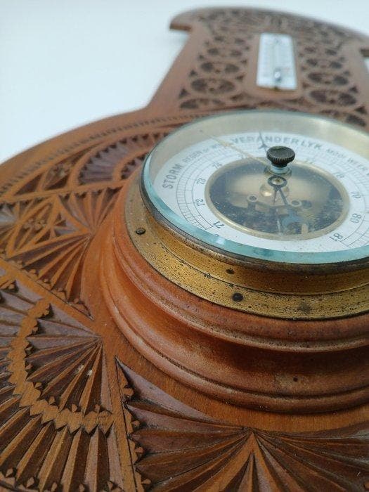 Sinderam & Co Amsterdam - Barometer - Hout - Antiek snijwerk, Antiquités & Art, Antiquités | Autres Antiquités
