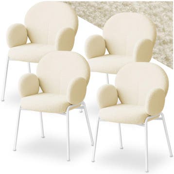 Stoel Scandi gestoffeerd, bouclé stof - crème, Set van 4, Verzenden