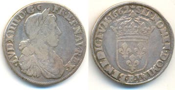 1/2 Ecu 1662 B Rouen Frankreich: Ludwig Xiv, 1643-1715:, Verzenden