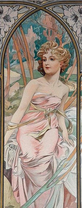 Alphonse Mucha (1860-1939) - Réveil Du Matin, Antiquités & Art, Antiquités | Autres Antiquités