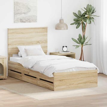 vidaXL Bedframe met lade Sonoma Eik 75 x 190 cm, Verzenden, Nieuw