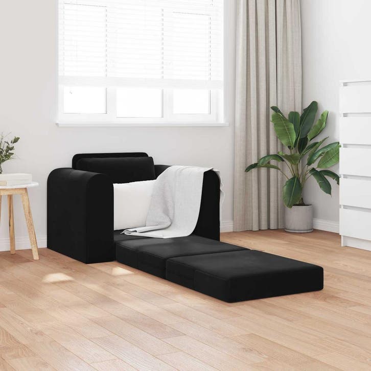 vidaXL Slaapbank / zetel Zwart 98 x 71 x 83 cm Fluweel, Huis en Inrichting, Zetels | Zetels, Nieuw, Verzenden