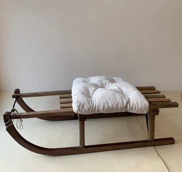 Bank - Hout, IJzer - originele vintage Sledge