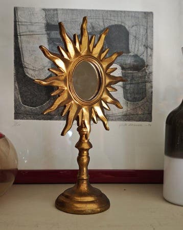 Tafelspiegel- zonnestralenmotief - Glas, Hars - Gold Sun, Nieuw