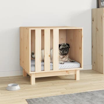 vidaXL Hondenhok 60x45x57 cm massief grenenhout, Dieren en Toebehoren, Hondenhokken, Verzenden, Nieuw