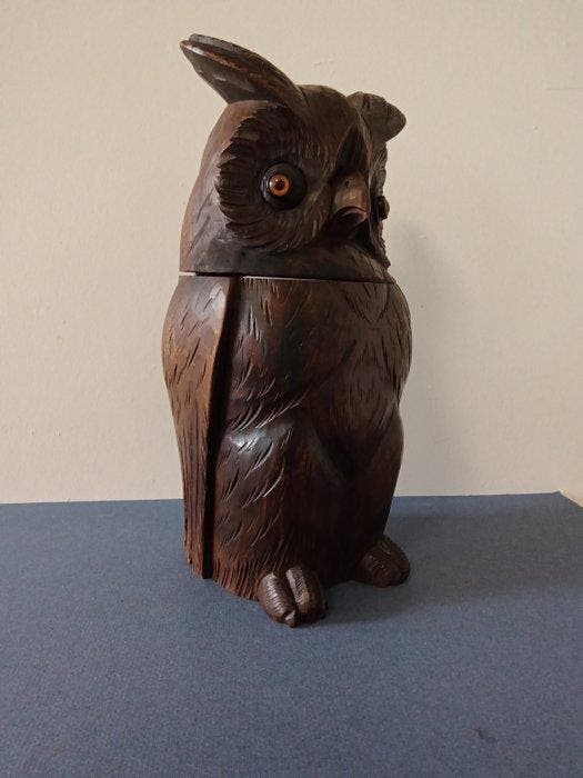 Beeld, Black Forest tabakspot - 27 cm - Hout, Antiek en Kunst, Curiosa en Brocante